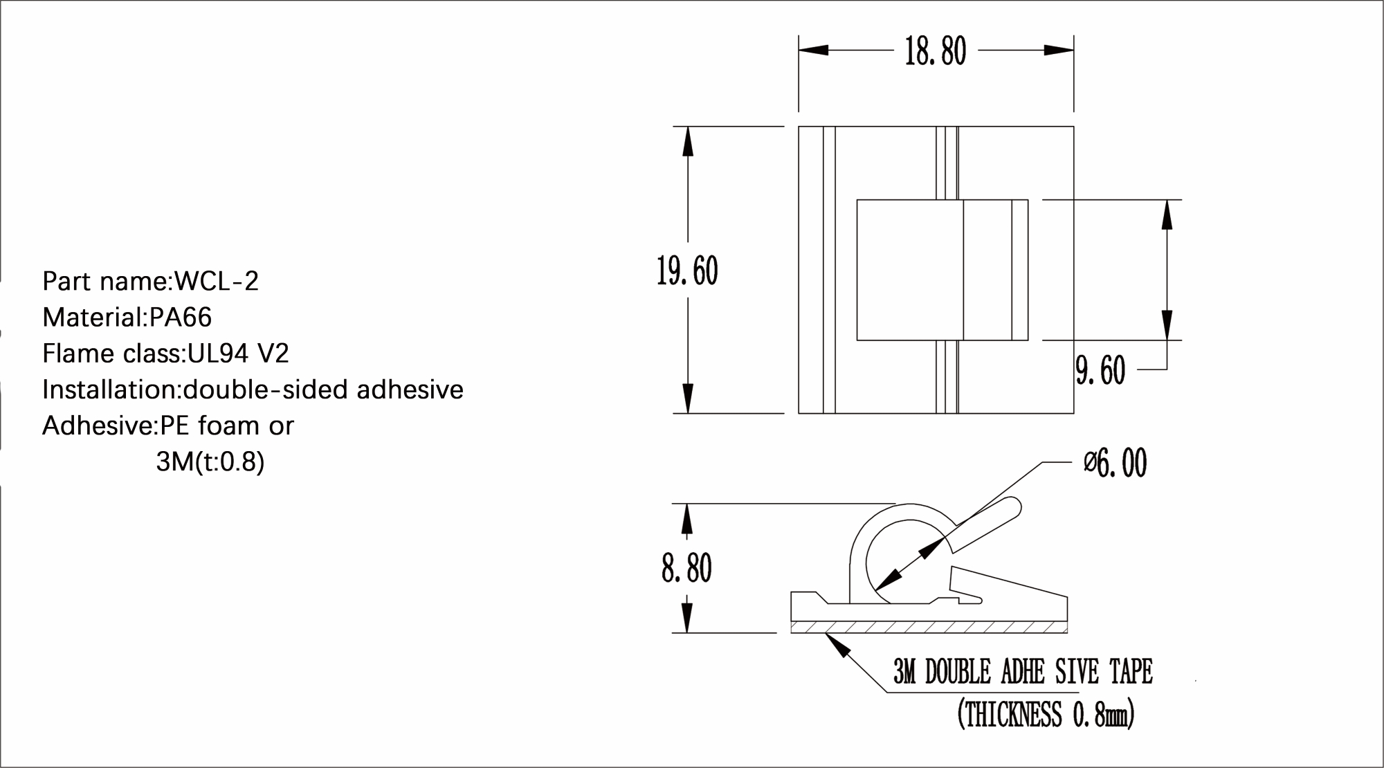 Flat Cable Clamp WCL-2